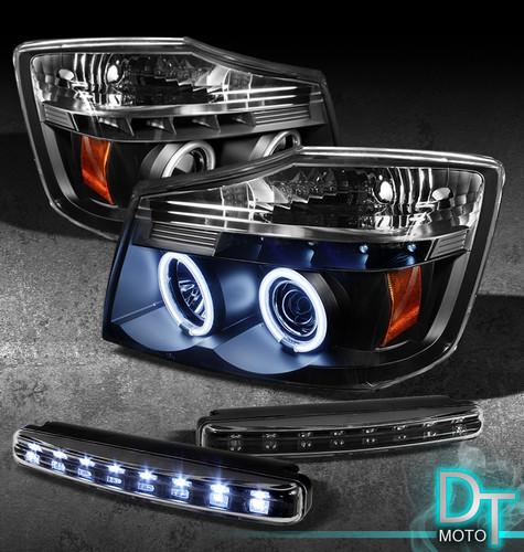 Led bumper fog lamps+04-13 titan 04-07 armada ccfl halo projector blk headlights