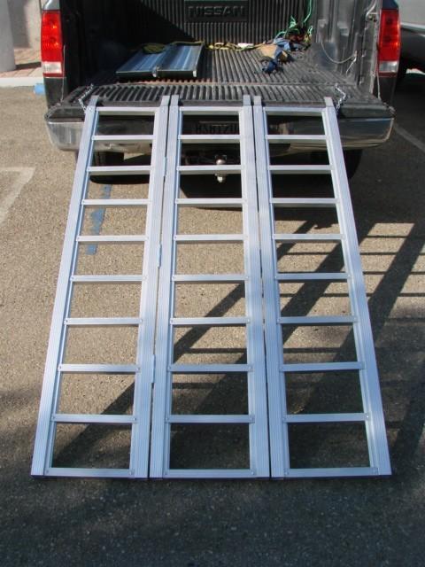 69" x 45" aluminum tri-fold folding motorcycle atv lawn snowmobile loading ramp