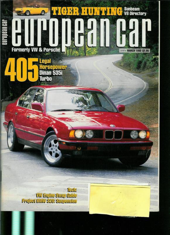 European car magazine formerly  vw & porshe old vintage march 1992