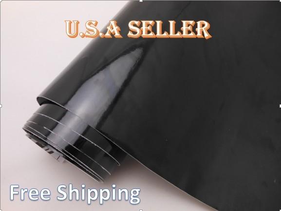 Glossy black car roof wrap vinyl bubble free with air drain sheet 36" x 60" in. 