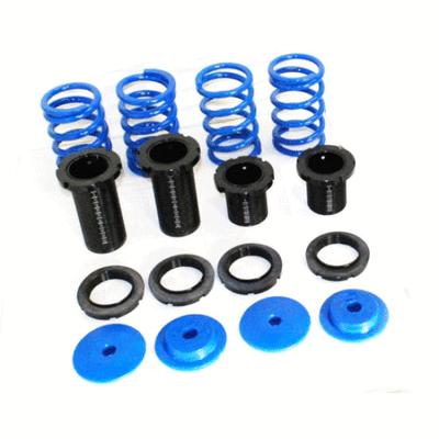 Blue jdm adjustable suspension front+rear coilover lowering spring sleeve kit