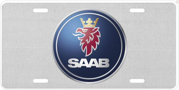 Saab glossy silver .045" aluminum car license plate