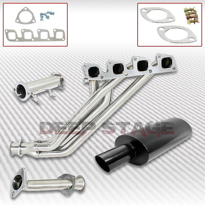 Exhaust manifold header+pipe+black oval muffler 91-94 240sx/180sx s13 silvia ka