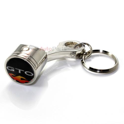 Pontiac gto fire flames logo chrome metal piston key chain - official licensed