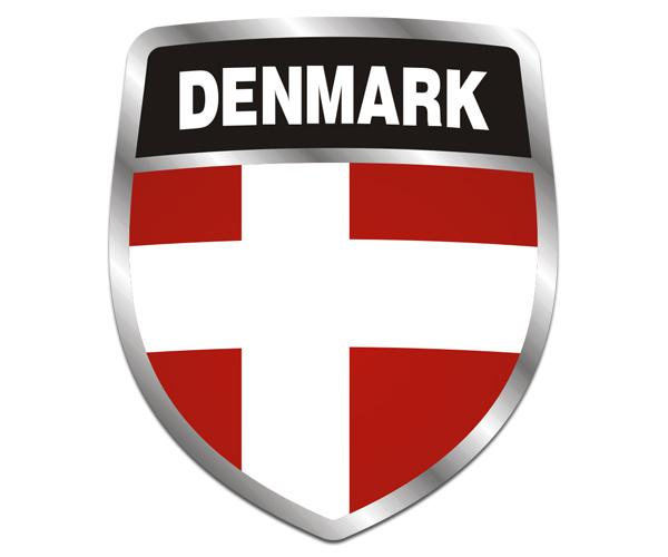 Denmark flag shield decal 5"x4.3" danish vinyl car bumper sticker zu1