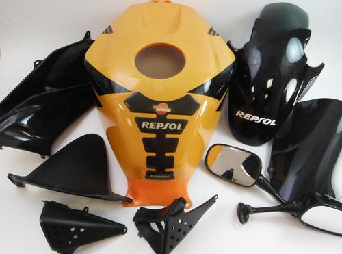 Honda repsol bundle 1-orange tank cover & 9-plastic fairings incl mirrors guc