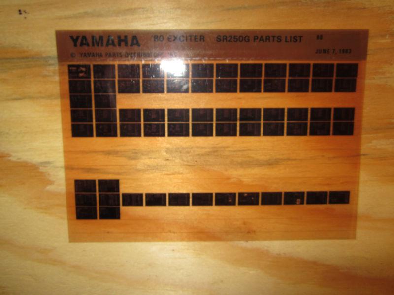 1980 yamaha motorcycle sr250g exciter microfiche parts catalog sr 250 g  