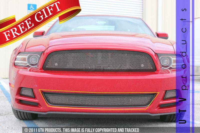 2013 - 2014 ford mustang v6 1pc bumper black & chrome mesh grille kit 13 14 