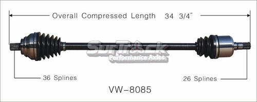 Surtrack perf axles vw-8085 cv half-shaft assembly-new cv axle shaft