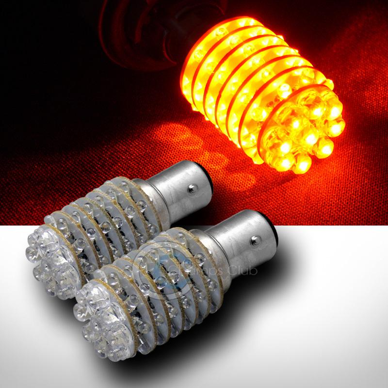 2pc amber o 1157 bay15d 63 led rear turn signal light bulbs 12v 7225 7528 p21/5w