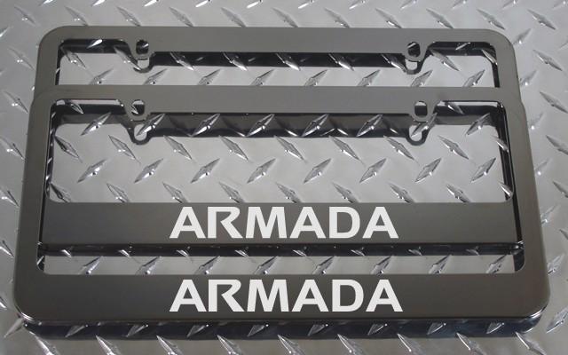 2 brand new nissan armada gunmetal license plate frame + screw caps