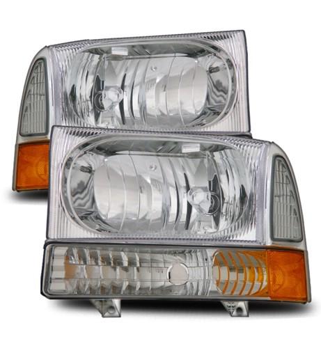 00-04 ford excursion/99-04 f250/f350 crystal headlights/bumper lights chrome