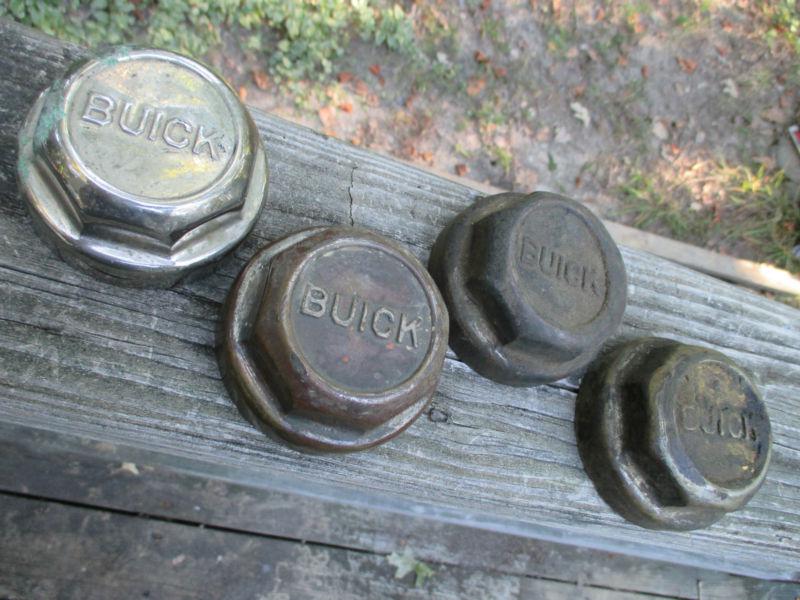 Buick (4) brass grease cap dust cover wheel center caps hub caps