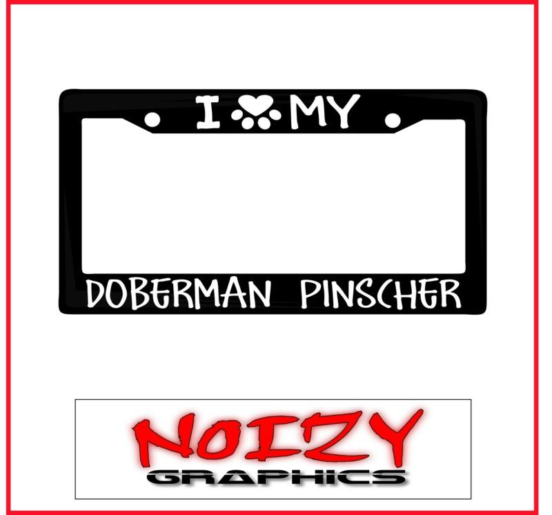 Family dog license plate car sticker decal frame i love paw my doberman pinscher