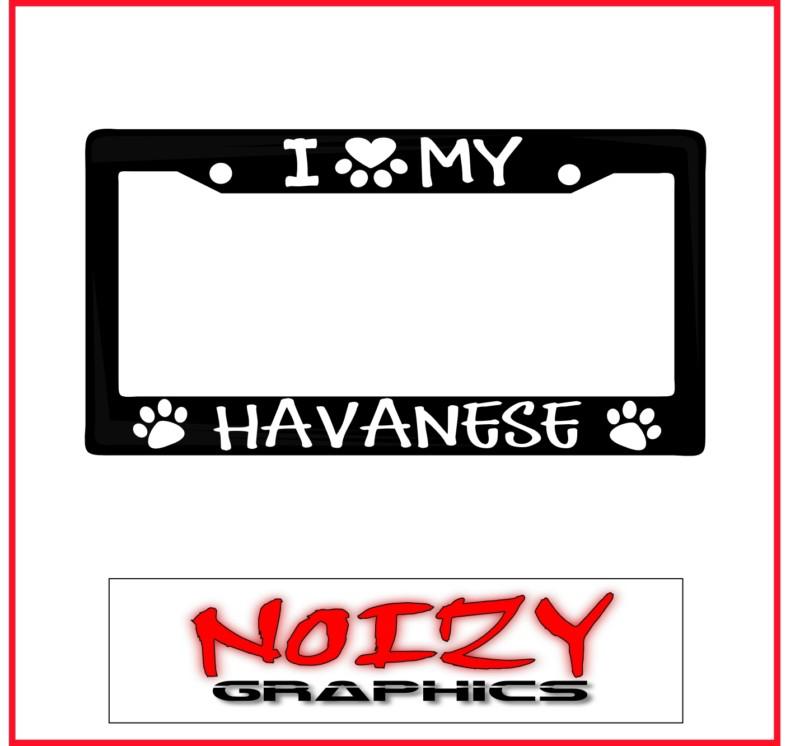 Family dog license plate car sticker decal frame i love paw heart my havanese