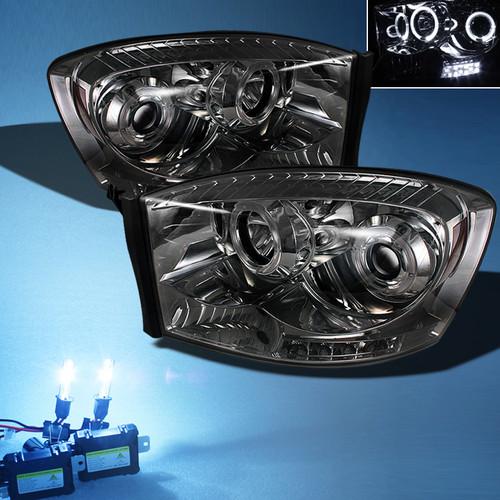 Buy 8000K SLIM XENON HID+SMOKED 06-08 DODGE RAM DUAL HALO PROJECTOR LED ...