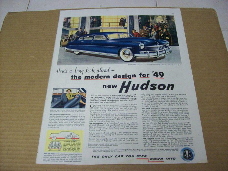 1949 hudson commodore 4 dr. sedan   advertisement, vintage ad