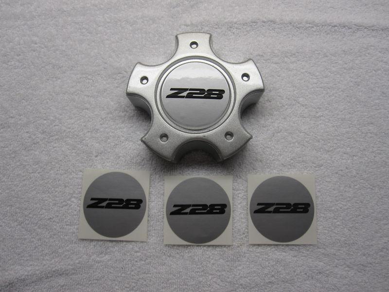 1996-2002 camaro z28 10 spoke center cap decals - silver w/black letters