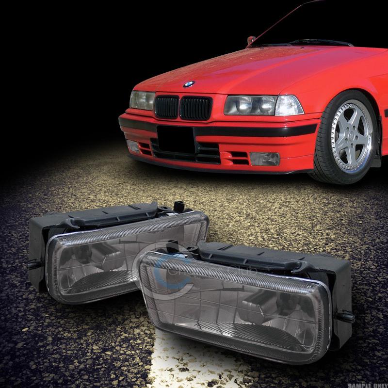 Euro smoke clear front bumper driving fog lights lamps 92 93-98 bmw e36 3-series