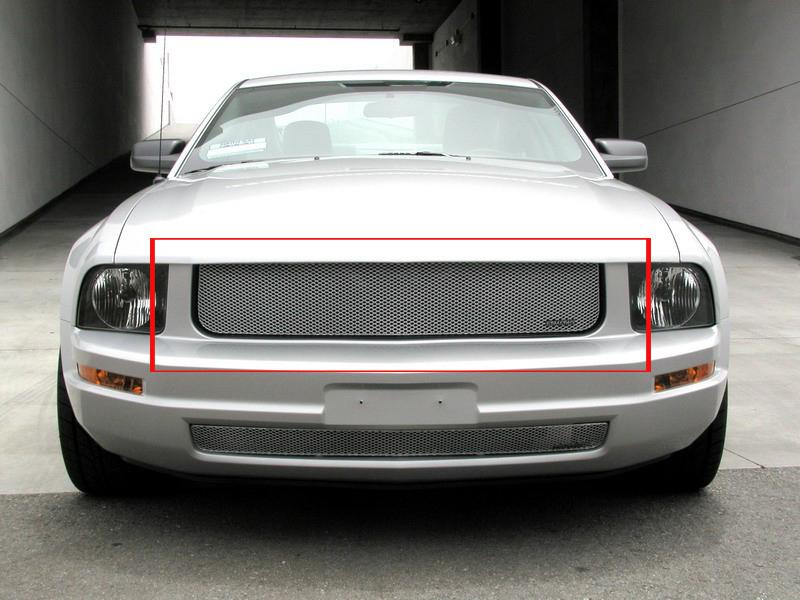 2005-2009 ford mustang v6 grillcraft silver grille 1pc upper mx grill for5020s