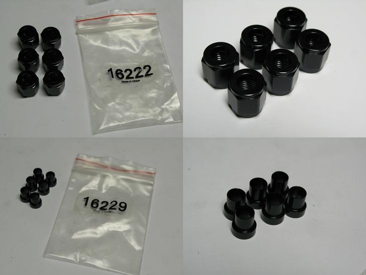 2x2 6-packs -4 an tube nuts & sleeves black attaches tubing to an fittings