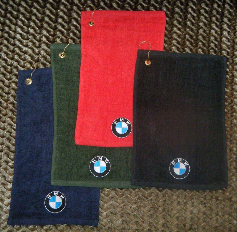 Bmw  - cotton golf towel towels w/ hook & grommet attach to bag ! pga 18 holes