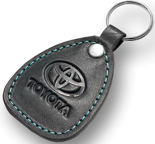 New leather black / turquoise keychain car logo toyota auto emblem keyring