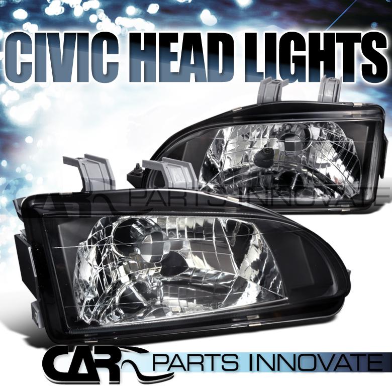 Honda 92-95 civic jdm black clear crystal headlights head lamps