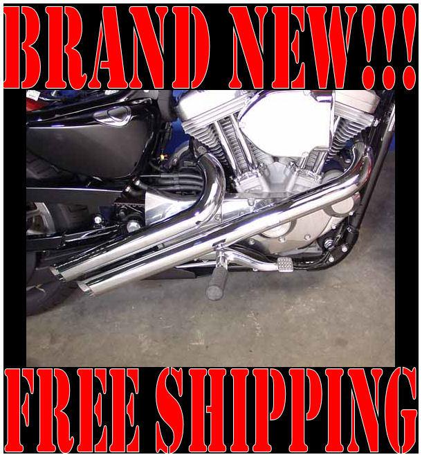 Chrome viper sideshots exhaust pipes + bracket 2004-2013 harley sportster xl