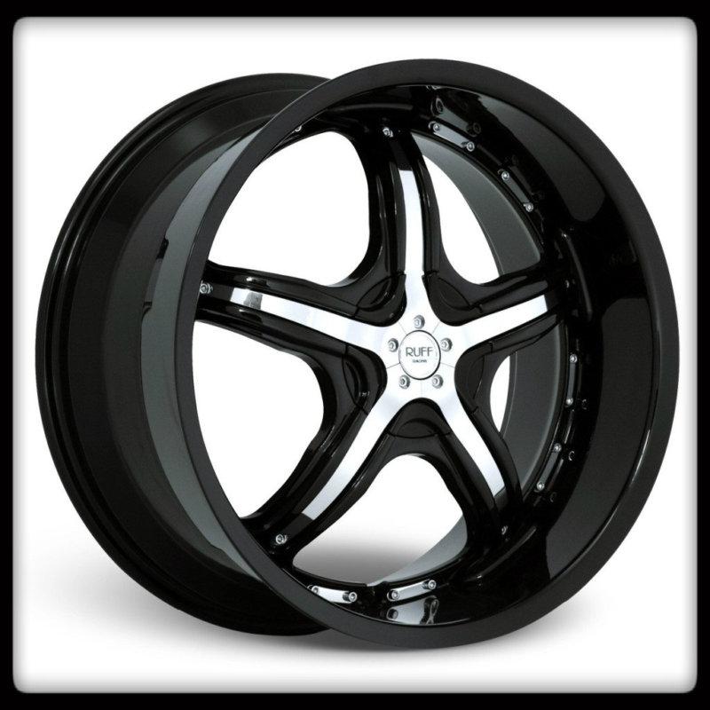 19" x 9.5" ruff racing r931 black w/ chrome cls63 s-type s55 a6 a8 wheels rims