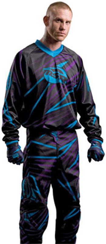  msr racing mx pants/jersey.new size 36 / xl, cyan blue/purple/black 