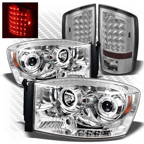 07-08 ram 1500, 07-09 2/3500 halo projector headlights + led perform tail lights