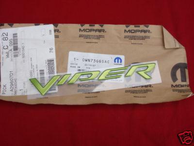 08 09 dodge viper snake skin green nameplate new mopar!