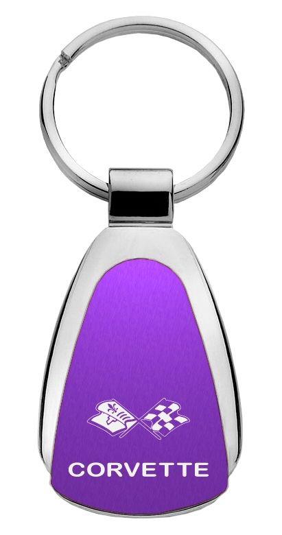 Chevrolet chevy corvette c3 purple tear drop keychain ring tag lanyard