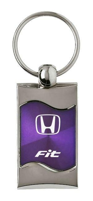 Honda fit purple rectangular wave metal key chain ring tag key fob logo lanyard