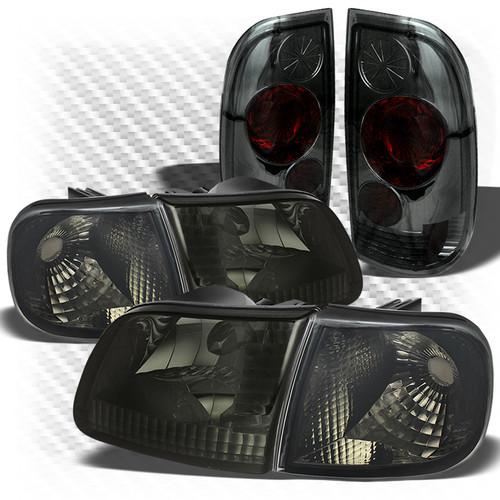 97-03 f150, 97-99 f250ld smoked headlights (clear refl.) + altezza tail lights