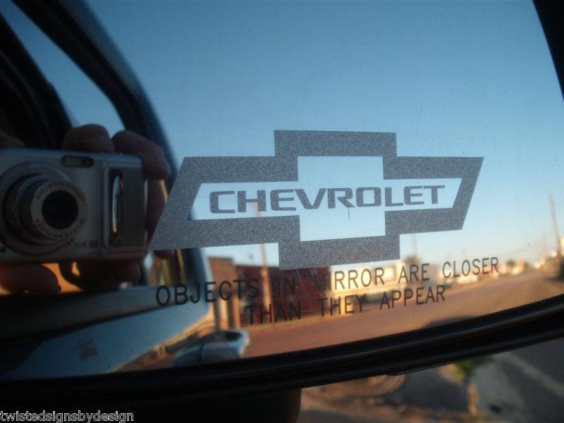 Chevy chevrolet bowtie custom cut etched glass decals - set of two - new !!!