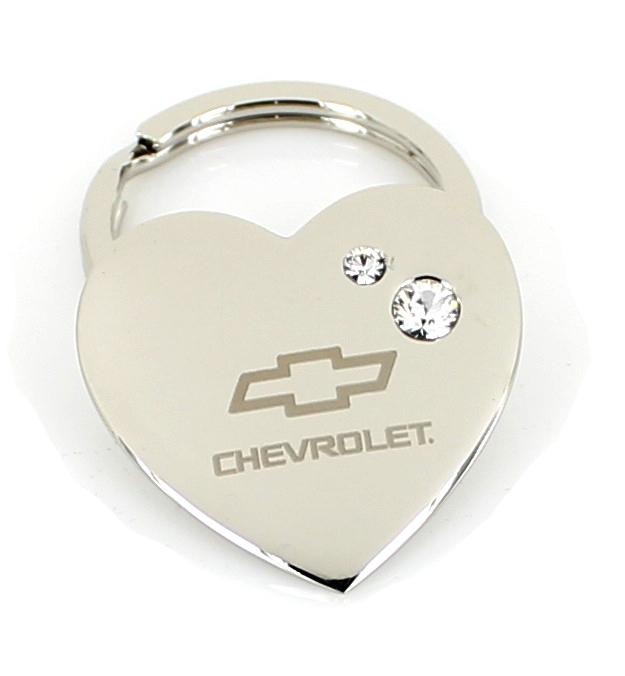 Chevy heart keychain w/ 2 swarovski crystals