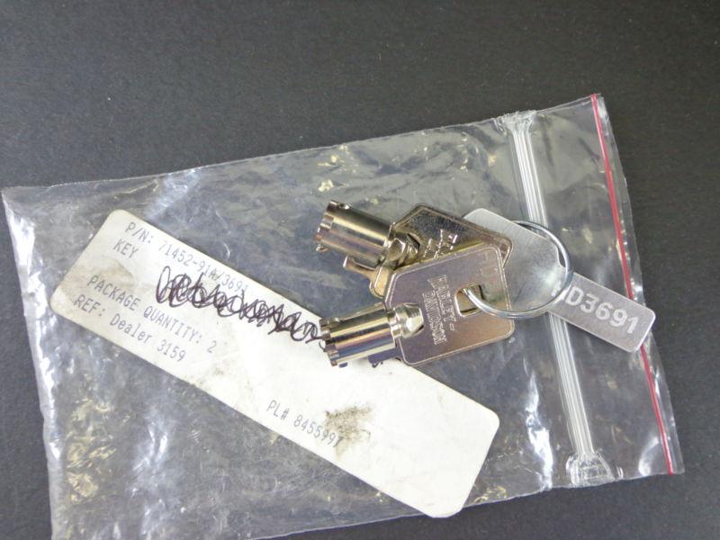 Harley davidson barrel key ignition/fork lock key set 71452-91a 3691