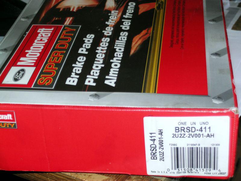 Ford motorcraft super duty disk brake pad set brsd411 2u2z2v001ah  e-450 f53 new