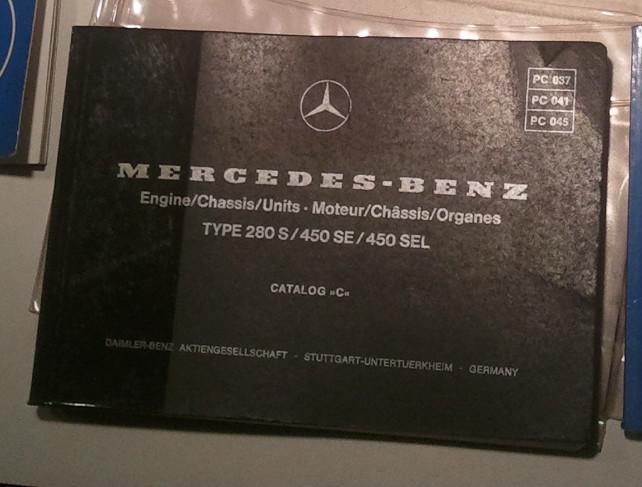 1977 mercedes benz 280s 450se 450sel parts catalog manual rare 280 s 450 sel 77