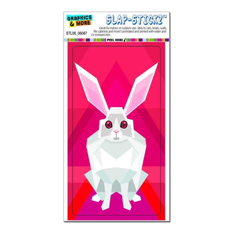 Geometric rabbit white magenta - bunny - slap-stickz™ window bumper sticker