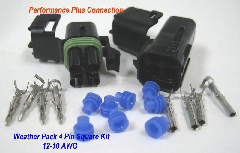 Weather pack 4 pin square 12-10 weatherpack connector kit made in the usa