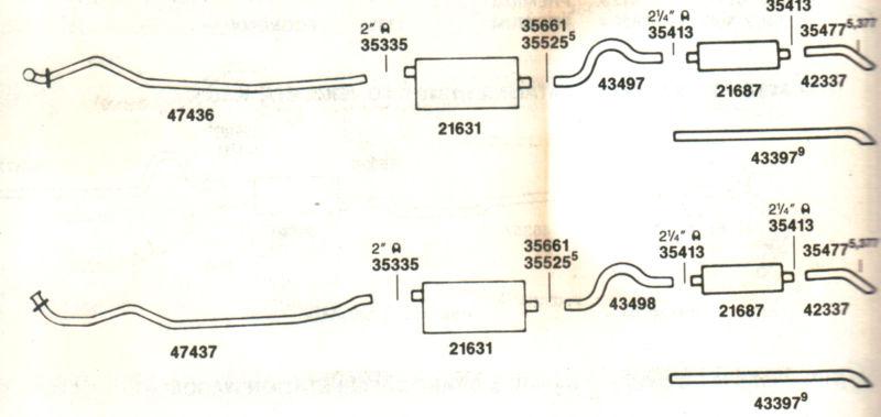 1970 pontiac executive & bonneville dual exhaust system, aluminized