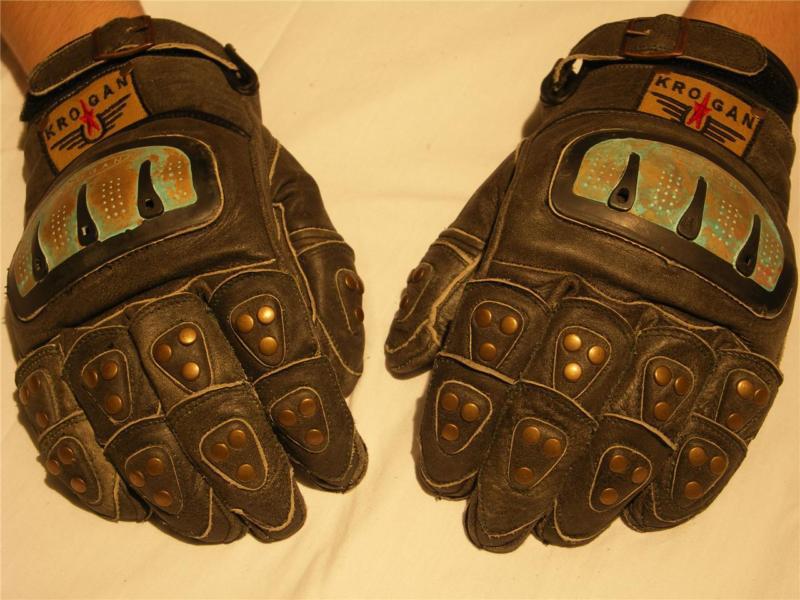 Vintage harley krogan pilot  copper-knucklehead motorcycle gloves - old leather