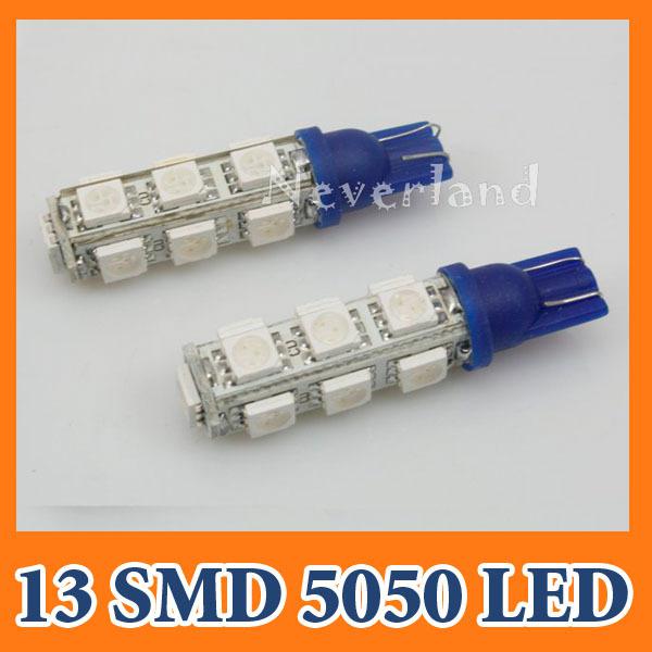 2x t10 168 194 w5w 5050 13 smd led car width tail interior light lamp bulb blue