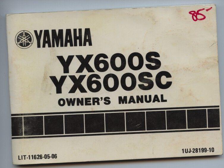 1985 yamaha  yx600s yx600sc owner's manual