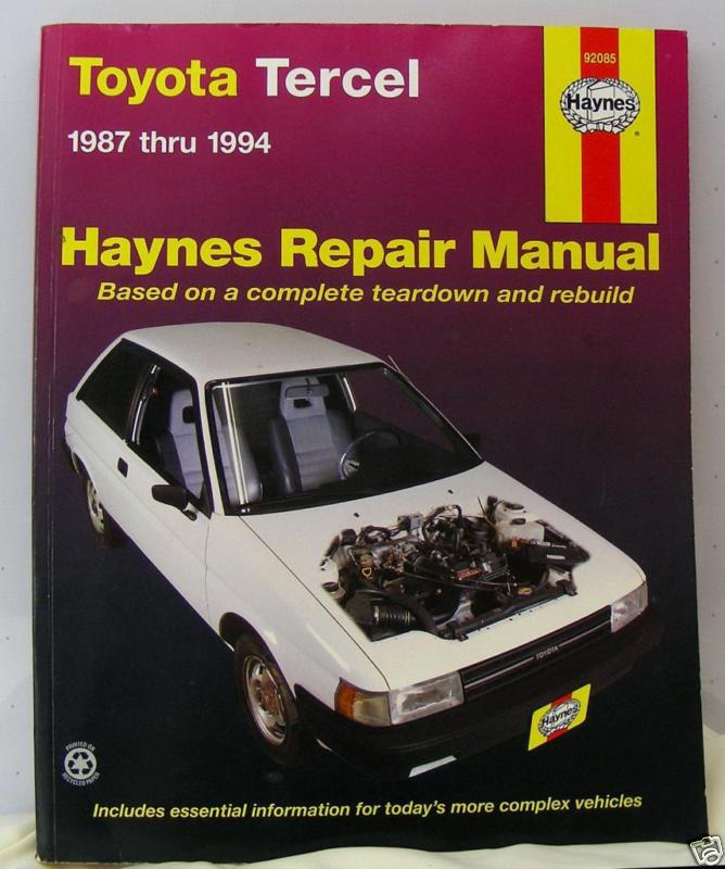 Toyota tercel 1987 thru 1994 haynes repair manual 