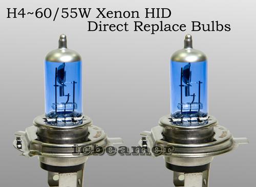 Tmz h4 9003/hb2 60/55w xenon white direct replacement light bulbs free ship a