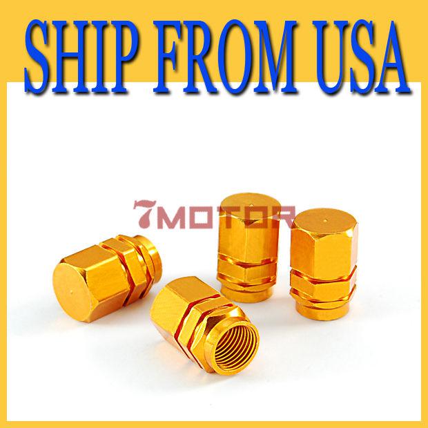 Us copper 4pcs tire rim wheel valve caps kit car truck motorcycle stem brand new